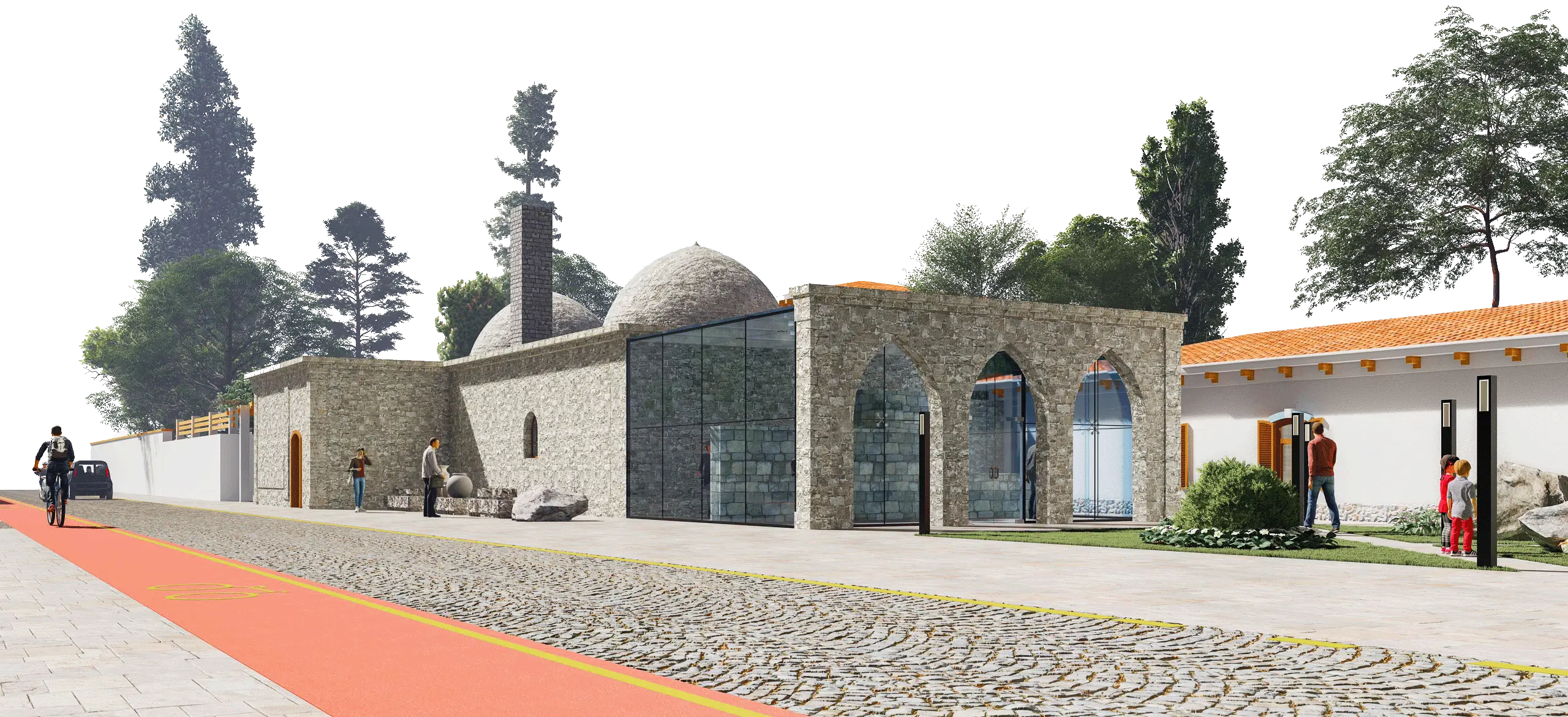 Main render showing the renovated Tahmazov Hamam bath.
