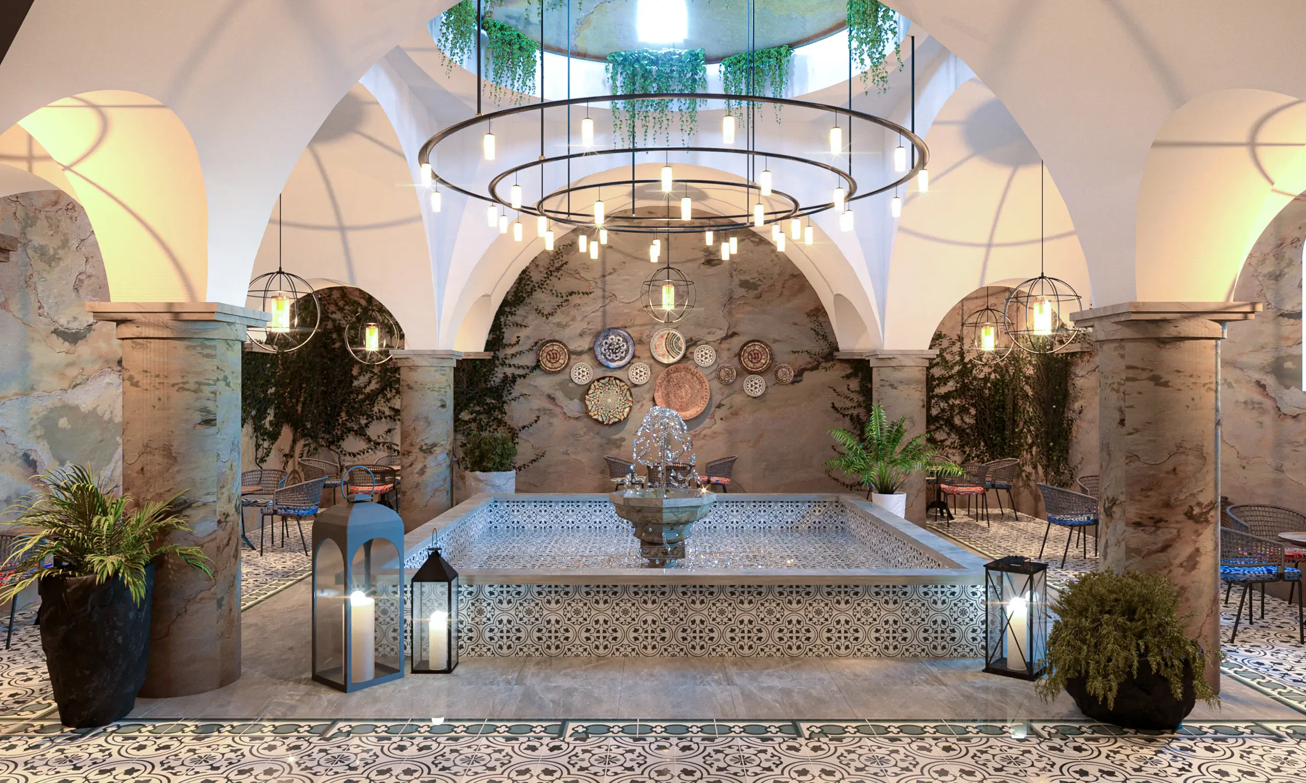 Render showing the inside bath section of the new Tahmazov Bath.