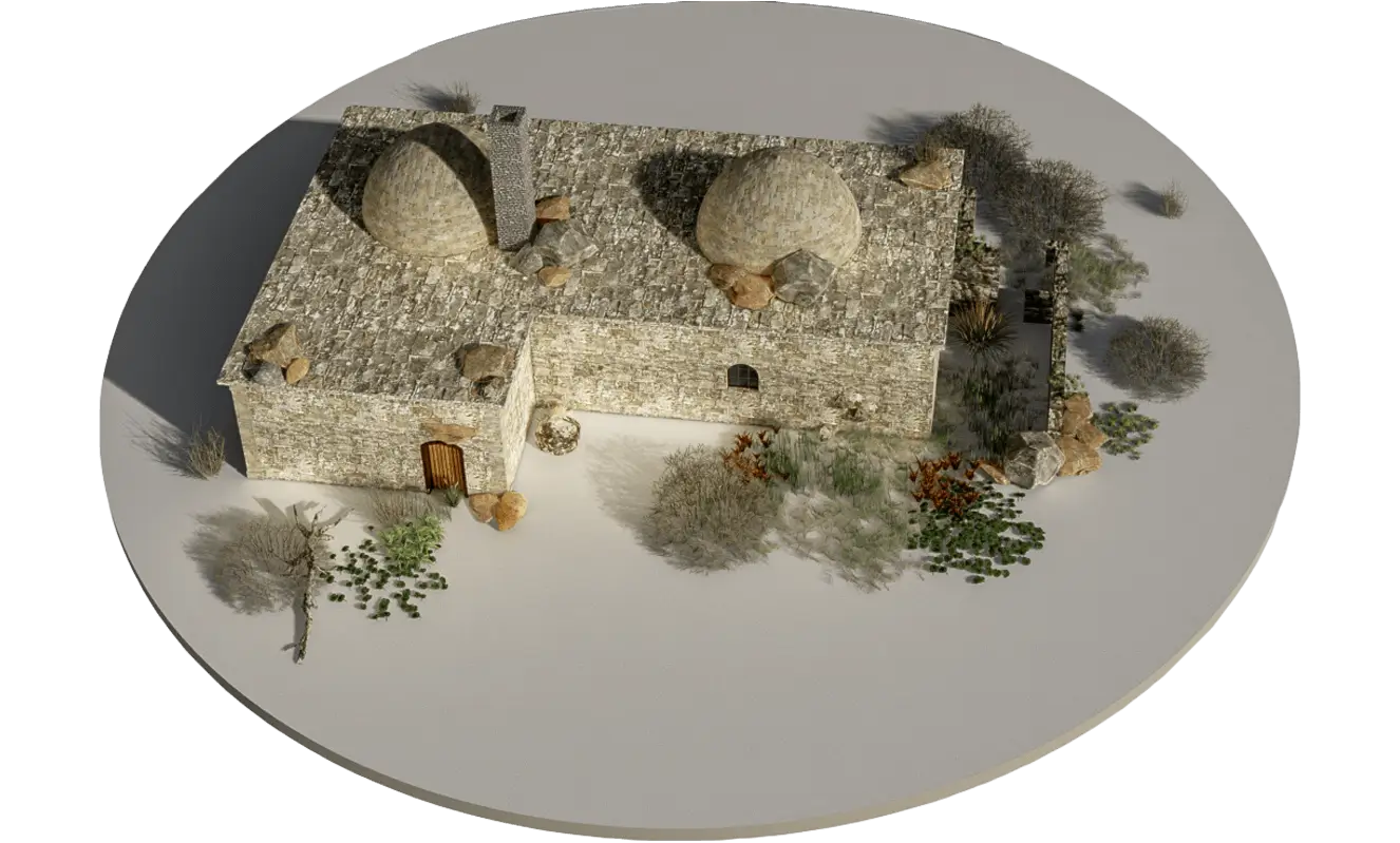 Render showing the old and run-down Tahmazov Bath.